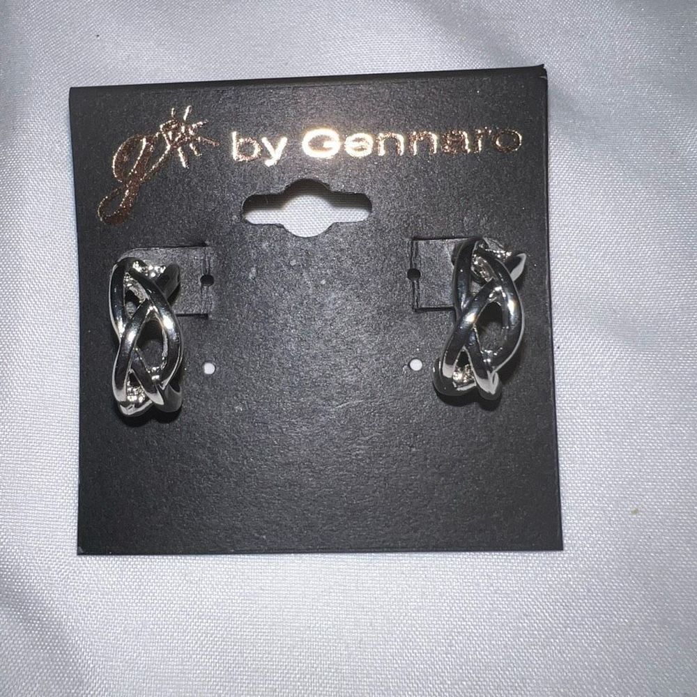 G by‎ Gennaro Silver Tone Twist Ear Hugger Earrings